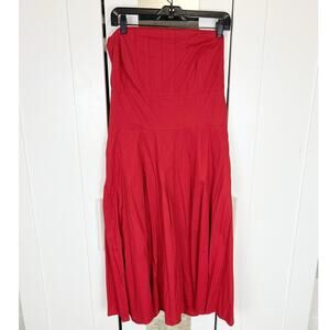 Ashley Stewart Red Strapless Smocked Back Pleated Tube A-Line Dress Size 16